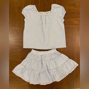 Crewcuts Blue and White Striped Skirt Set
